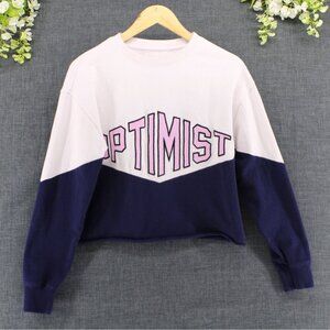 Spiritual Gangster Women's Optimist Cotton Cropped Sweatshirt Blue/Pink/White S